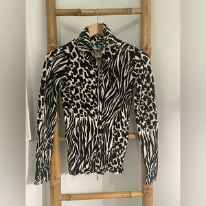 Boston proper zebra print zip up sweater